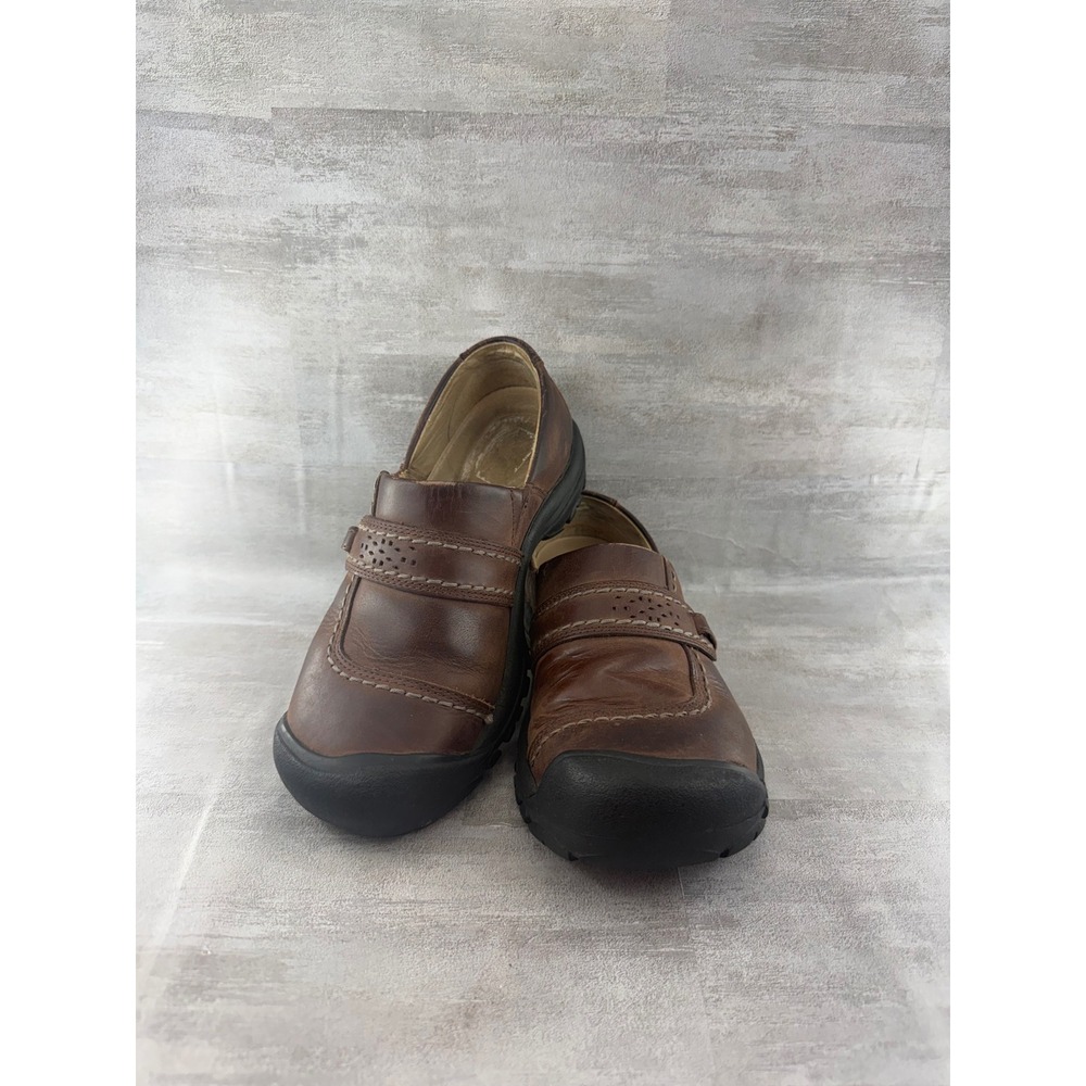 Keen Presidio Brown Leather Slip On Loafers Shoes 5440-POSL Women Sz 6.5